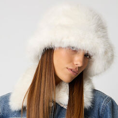Chapeau en fourrure synth&eacute;tique cr&egrave;me pour femme, Primadonna, 261931303FUPANNUNI, 003 preview