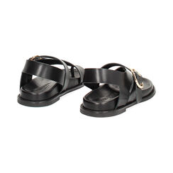 Sandalias planas mujer negras de piel, Primadonna, 25N151014PENERO036, 004 preview