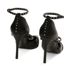 Décolleté con correas negras con tachas, Tacòn 10,5 cm, Primadonna, 222186167EPNERO037, 003 preview