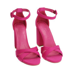 Sandali fucsia in tessuto, tacco 9 cm, Fuori Tutto, 212783454LYFUCS035, 002 preview