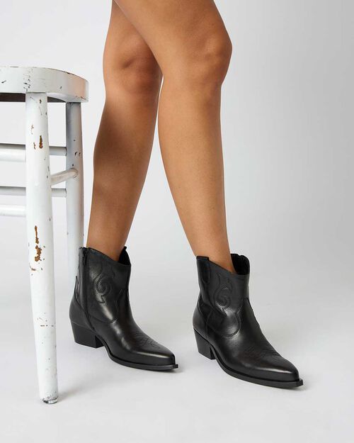 WOMEN SHOES DEMI-BOOT LEATHER NERO, BLACK