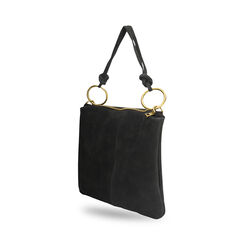 Borsa a spalla nera in camoscio, Primadonna, 260803696CMNEROUNI, 003 preview