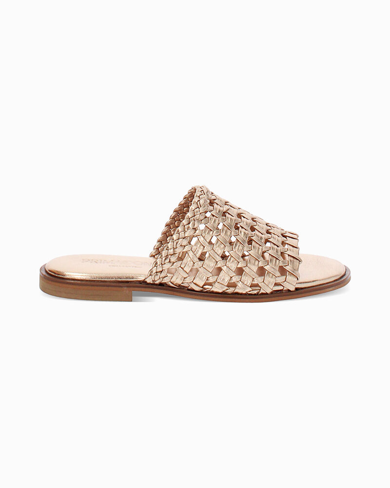 Sandali bassi donna oro in pelle intrecciata image number null