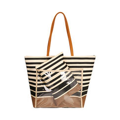 Borsa mare nero/beige in paglia, 21J902865PGNEBEUNI, 001a