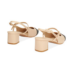 D&eacute;collet&eacute; slingback femme beige-noires avec talon large, Primadonna, 254920718EPBENE036, 004 preview