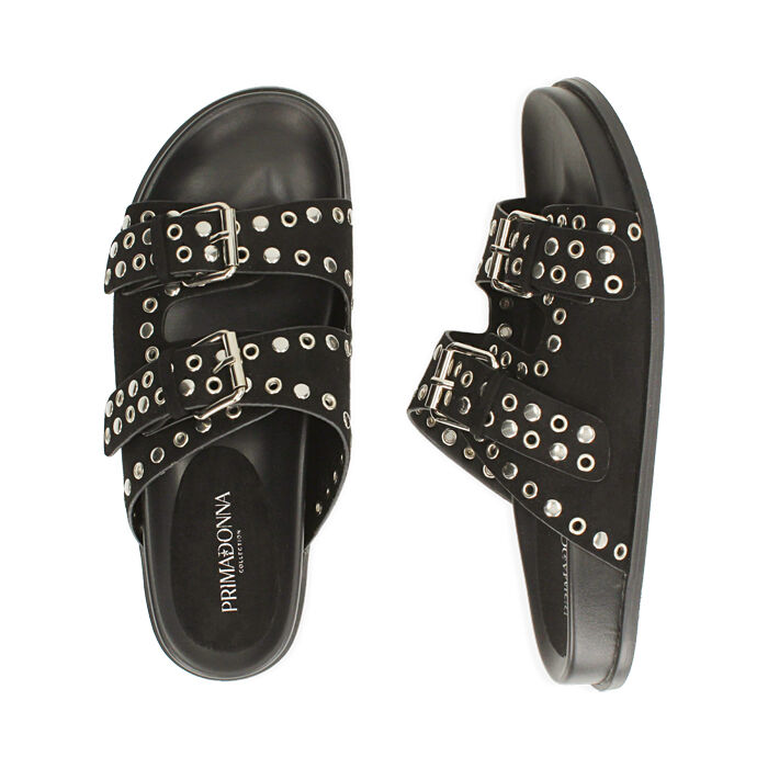Sandales femme clout es noir en microfibre Primadonna Collection