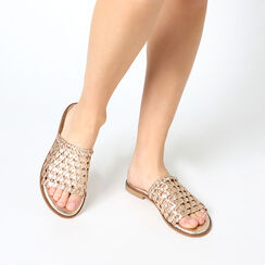 Sandali bassi donna oro in pelle intrecciata, Primadonna, 25B817032PIOROG036, 002a