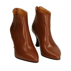 Ankle boots cognac in pelle, tacco 7 cm  , SPECIAL SALE, 18A560030PECOGN036, 002a