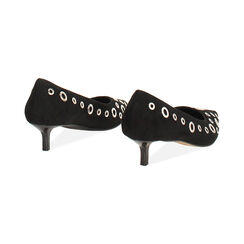 Escarpin noir en microfibre avec clous, talon 4,2 cm, Primadonna, 264931199MBNERO035, 004 preview