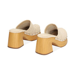 Zoccoli taupe in microfibra, tacco 8,2 cm, Ultime occasioni, 232125601MFTAUP037, 003 preview