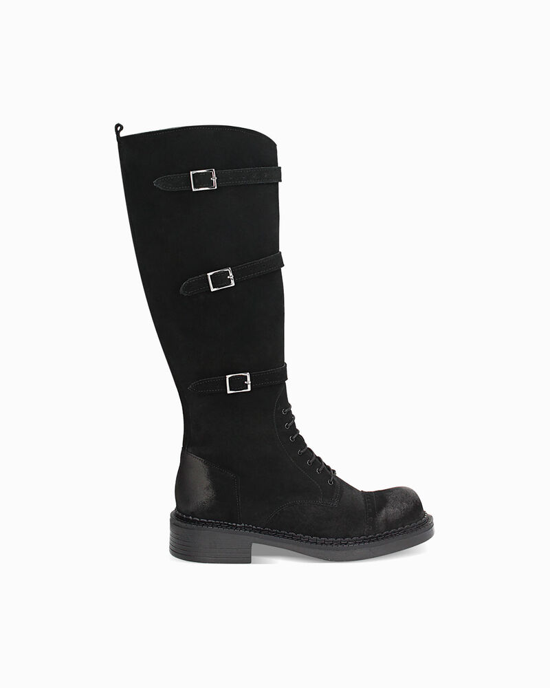 WOMEN SHOES BIKERS SUEDE NERO image number null