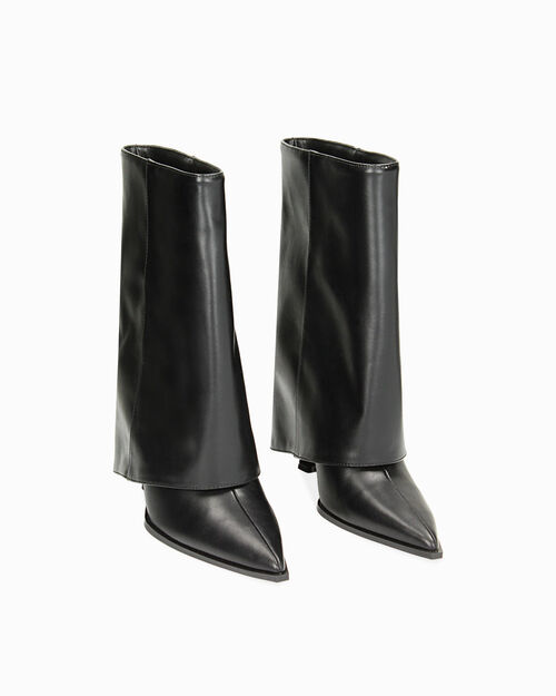 ZAPATOS BOTAS CA&Ntilde;A CORTA SINTETICO NERO, BLACK