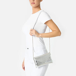 Sac à bandoulière pour femme argenté en laminé avec pierres, Primadonna, 255124695LPARGEUNI, 002a