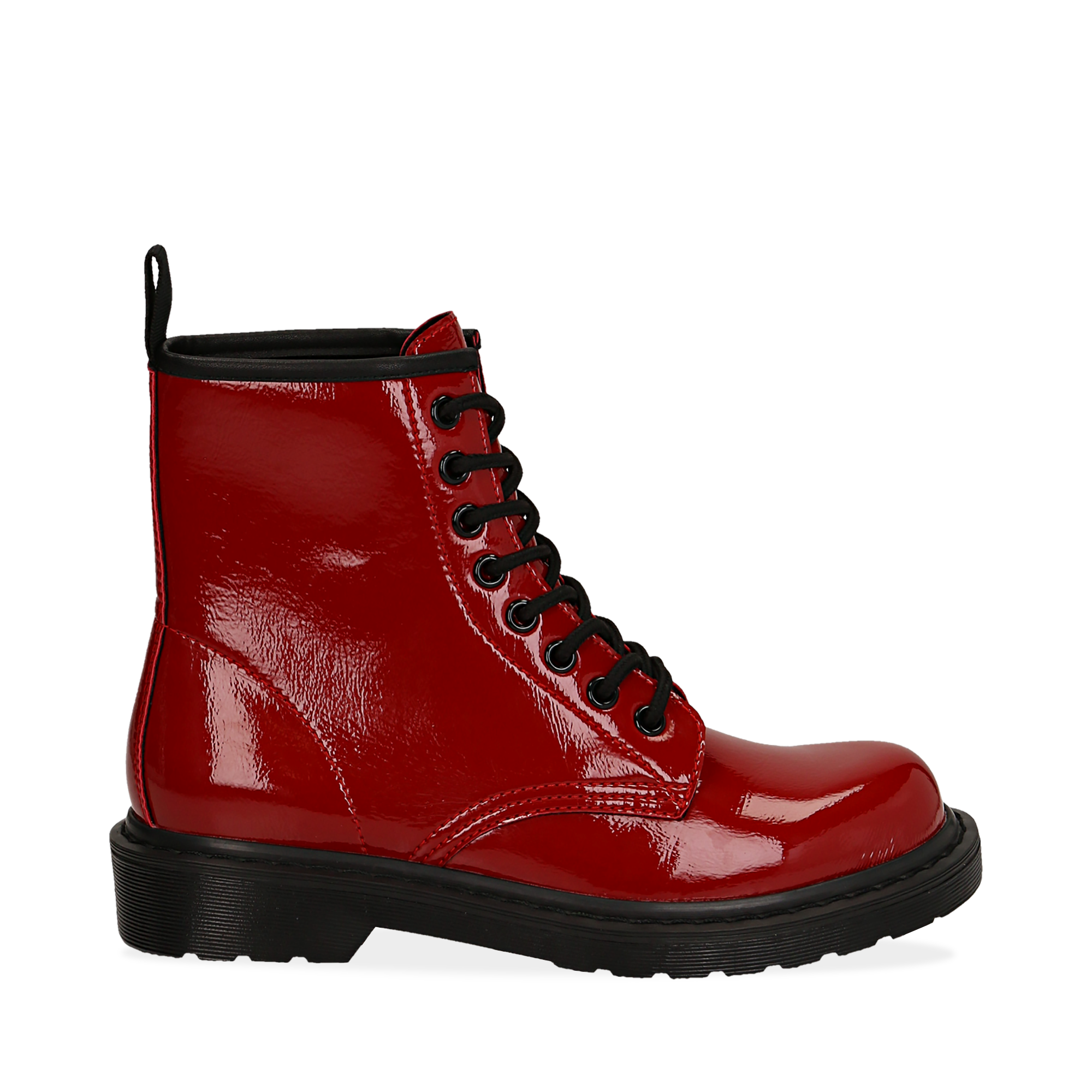 anfibi rossi vernice