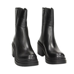 Stivaletti neri in pelle, tacco 5 cm, Primadonna, 22N507225PENERO039, 002 preview