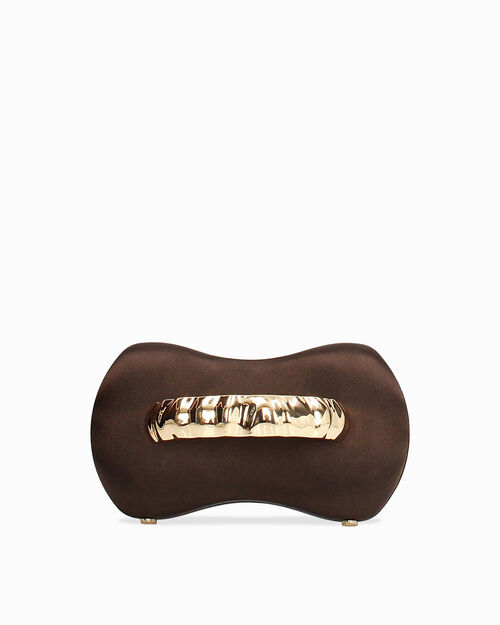 Clutch oscuro con bandolera removible, DK BROWN
