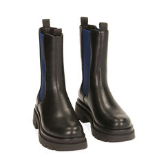 Chelsea boots nero/blu, tacco 5 cm , ULTIME OCCASIONI, 180610101EPNEBL036, 002 preview