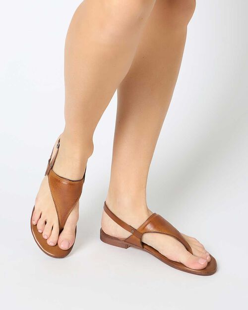 CHAUSSURES POUR FEMMES FLAT PEAU COGN, COGNAC