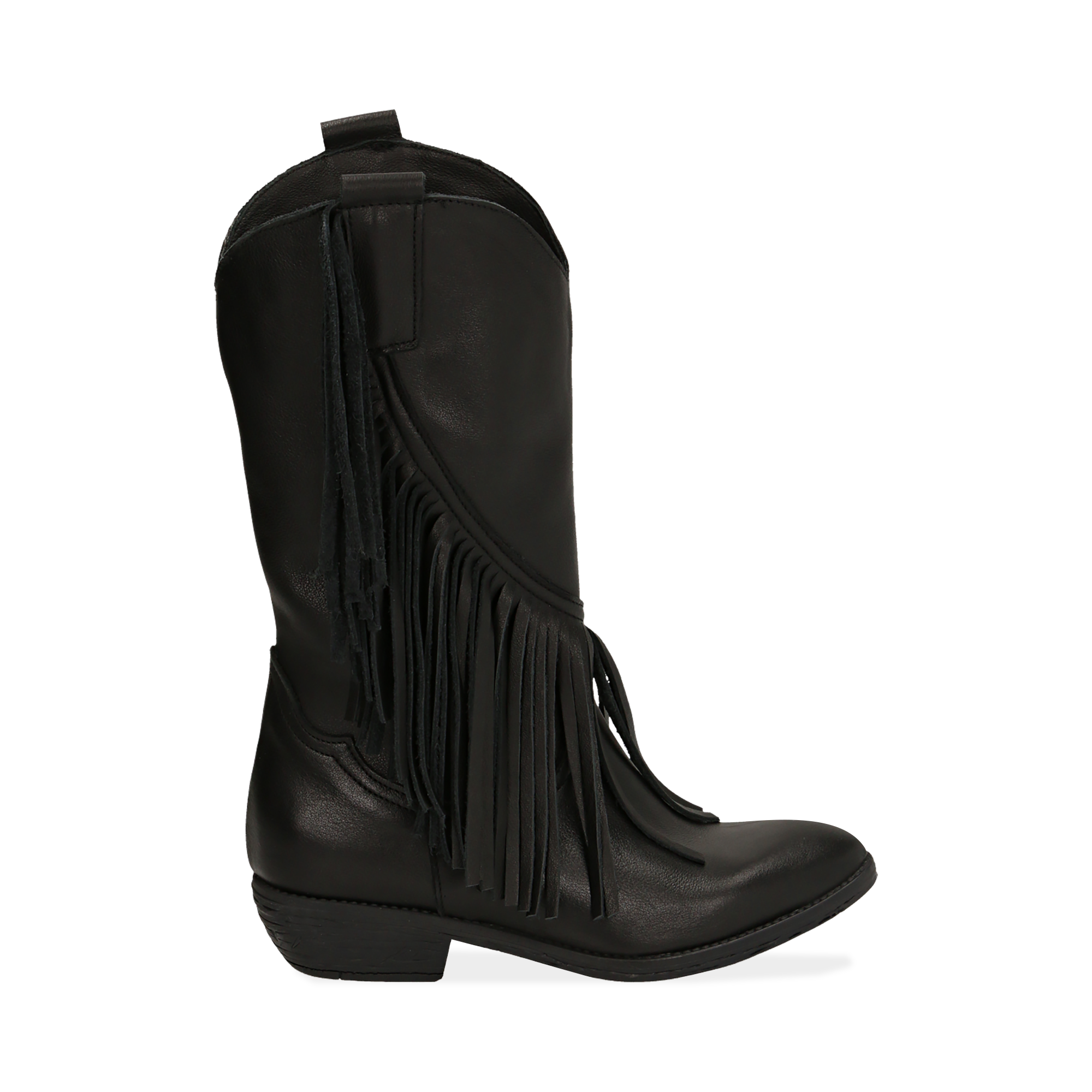 Botas camperas negro en piel de becerro, tacón 4 cm | Primadonna Collection