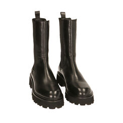 Chelsea boots neri in pelle, tacco 4 cm , Primadonna, 20N845003PENERO040, 002a