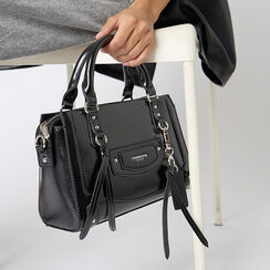 Mini sac noir brillant avec bandoulière amovible, Primadonna, 26D519929EUNEROUNI, 002a