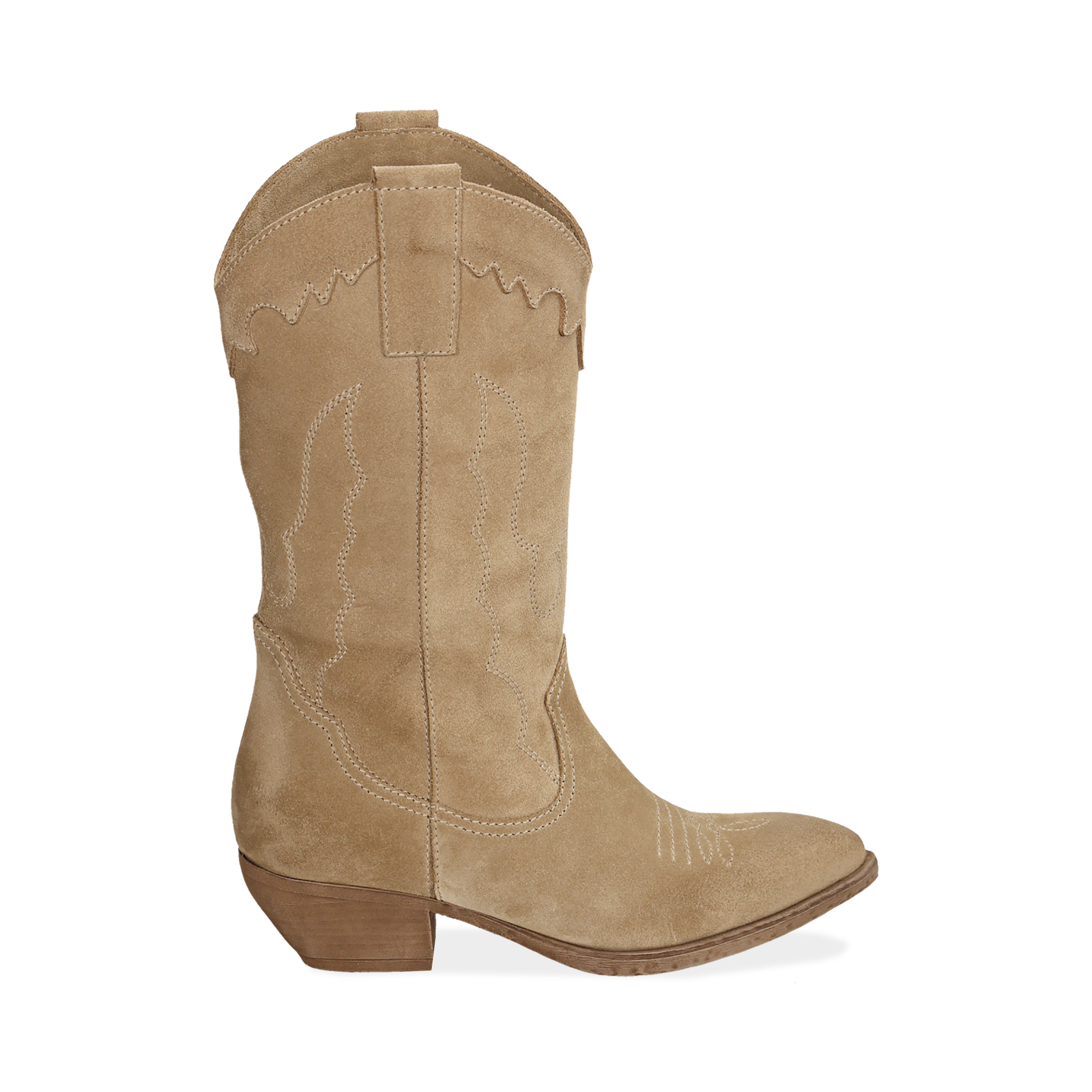 Botas camperas de ante en color taupe, tacón 4 cm | Primadonna Collection