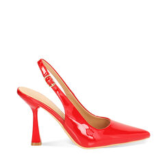 Décolleté slingback donna rosse in vernice, tacco 7,5 cm, Primadonna, 254912902VEROSS035, 001a
