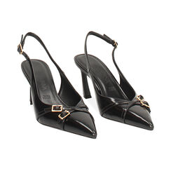 Décolleté slingback nera lucida con tacco di 7,5 cm, Primadonna, 262110603EUNERO035, 002 preview