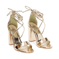 Sandali oro in laminato, tacco 10,5 cm, Primadonna, 232760851LMOROG035, 002 preview