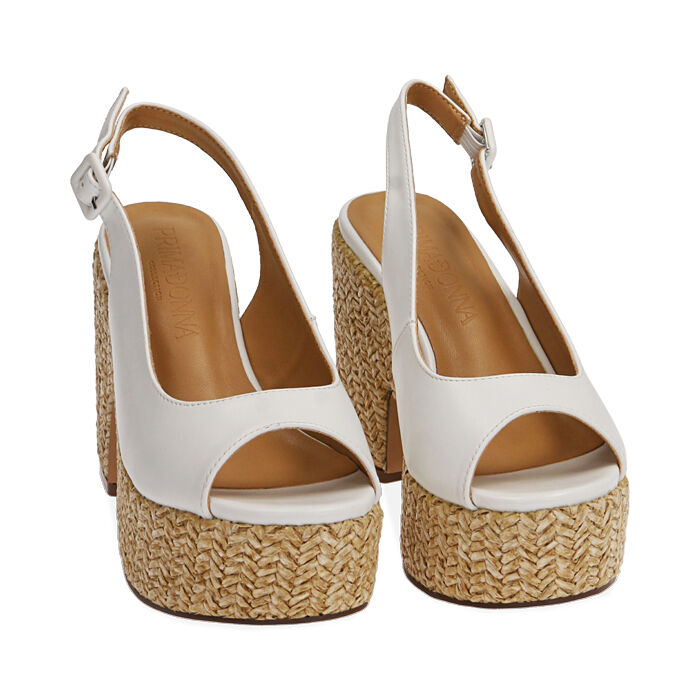 Sandali donna bianchi tacco zeppa 10 5 cm Primadonna Collection