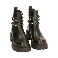 Chelsea boots neri con borchie, tacco 4,5 cm , Primadonna, 200627109EPNERO035, 002 preview
