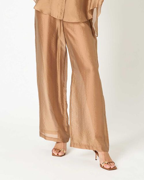 Pantalon femme bronze en tissu, 