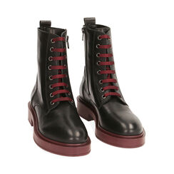 Anfibi neri in pelle, tacco 4 cm , Special Price, 187245018PENERO036, 002 preview