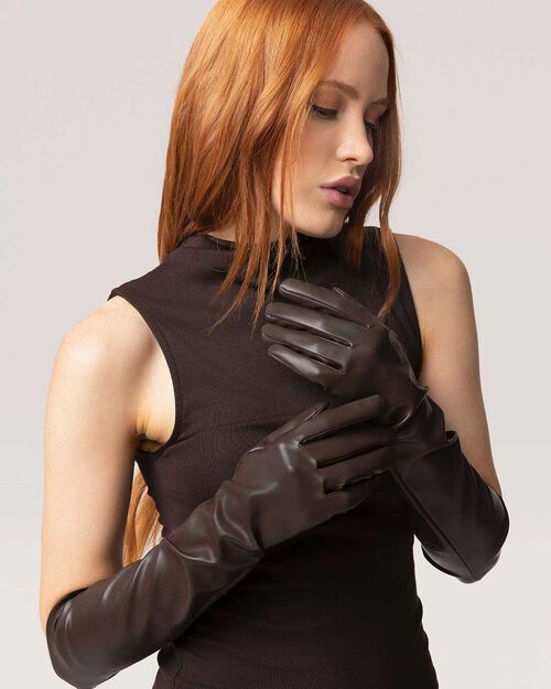 Gants longs marron fonc&eacute; &eacute;l&eacute;gants, DK BROWN