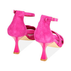 Sandali fucsia in camoscio, tacco 7,5 cm, Primadonna, 21T216502CMFUCS037, 003 preview