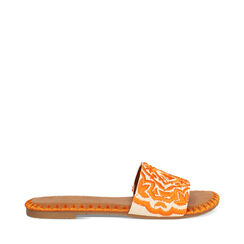 Sandaletti arancio in rafia con ricami sulla tomaia, Primadonna, 254992873RFARAN035, 001a