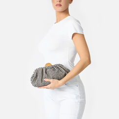 Clutch mujer negro beige en rafia, Primadonna, 255126345RFNEBEUNI, 002a