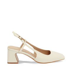 Décolleté slingback donna panna, tacco 5 cm, Primadonna, 252100420EPPANN035, 001a
