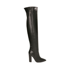 Botas por encima de la rodilla negras, tacón de 9,5 cm., Primadonna, 203072301EPNERO035, 001a