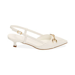 Décolleté slingback bianche in vernice, tacco 4 cm, Primadonna, 214964606VEBIAN036, 001 preview