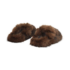 Pantofole testa di moro in pelo sintetico con suola in gomma, Primadonna, 264753201FUMORO035, 004 preview