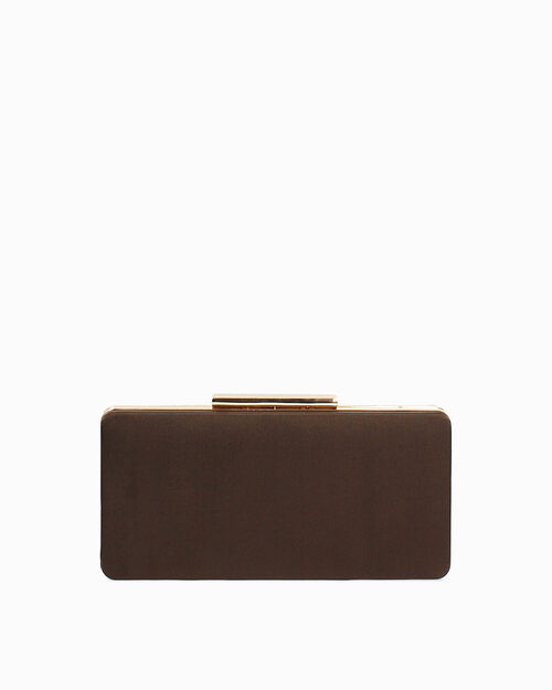 Clutch marr&oacute;n oscuro con correa removible, DK BROWN