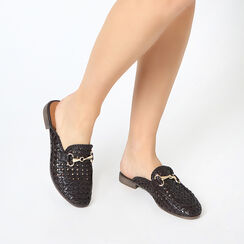 Zuecos de mujer color marrón oscuro en cuero entrelazado, Primadonna, 251429029PIMORO036, 002 preview