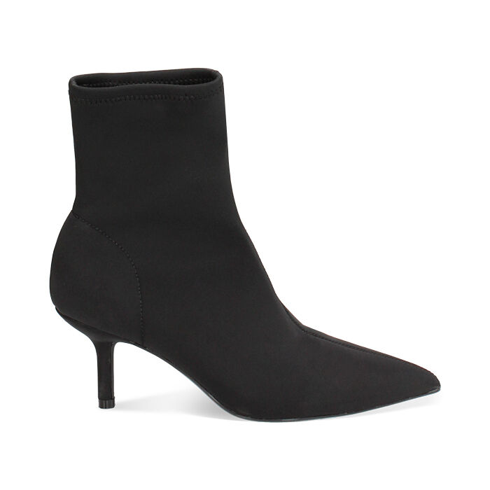 Tronchetto nero in tessuto, tacco 7 cm, Primadonna, 244972601LYNERO035