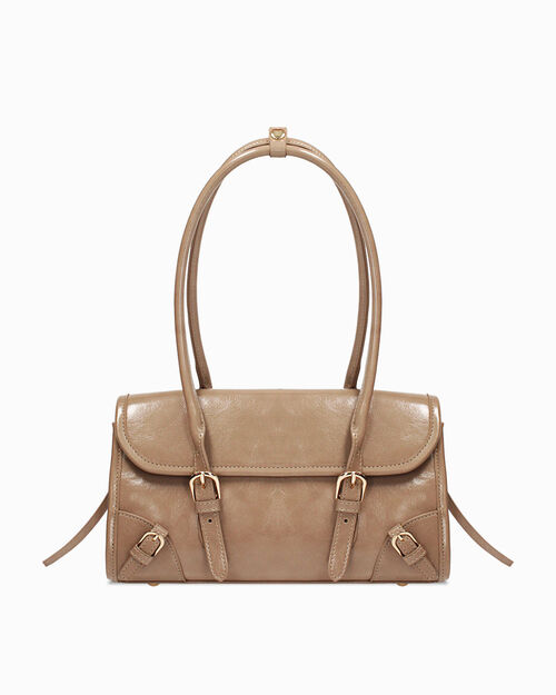 Bolso de hombro taupe brillante