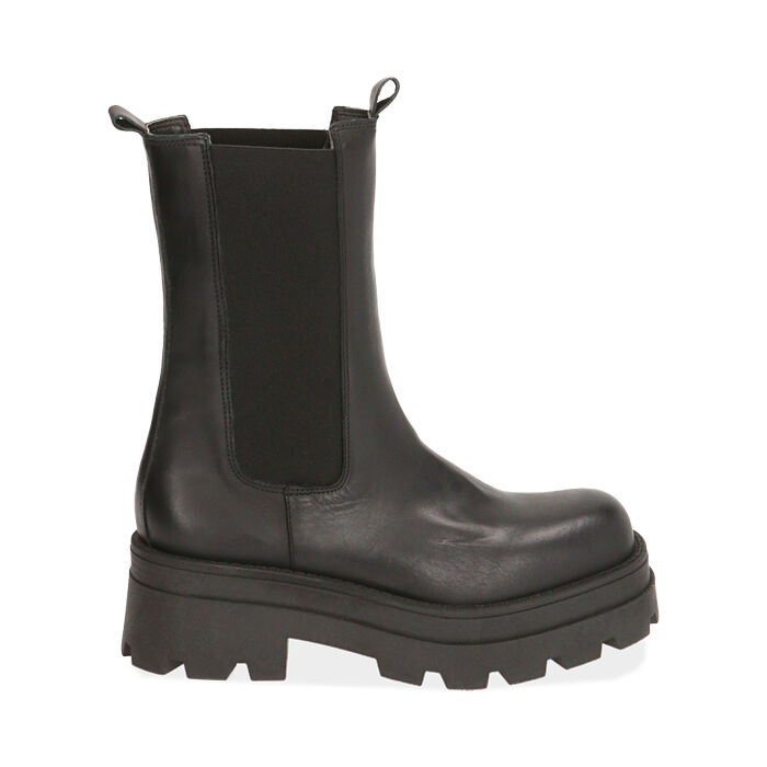Botas Chelsea para mujer negro en piel, tacón 6 cm | Primadonna Collection
