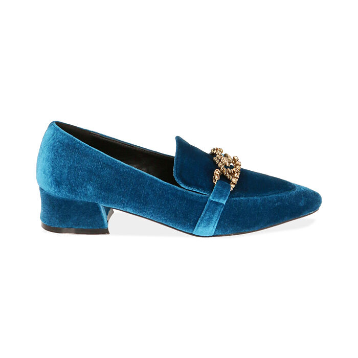 Mocassini da donna petrolio in velluto | Primadonna Collection