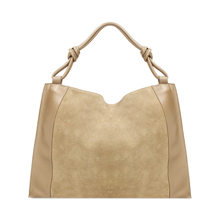 Borsa a spalla donna taupe in camoscio, Primadonna, 240804086CMTAUPUNI
