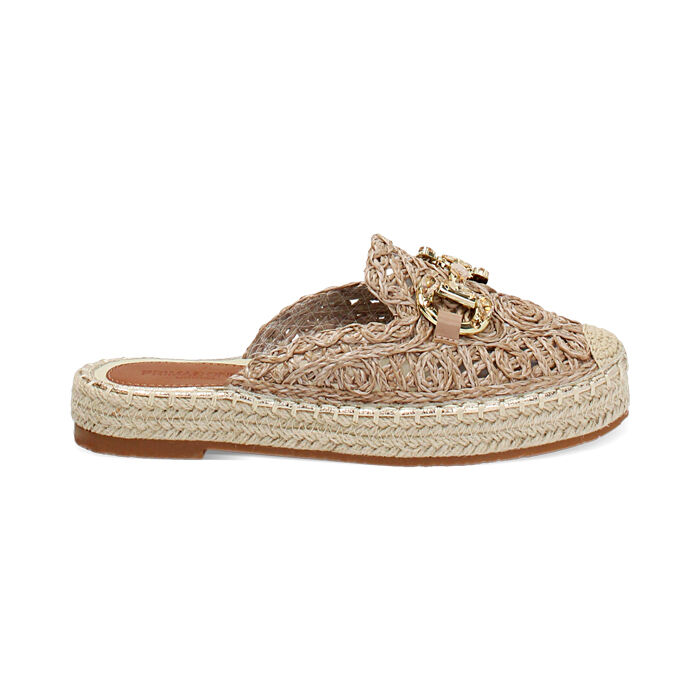 Sabot donna taupe in raffia, Primadonna, 254930500RFTAUP035
