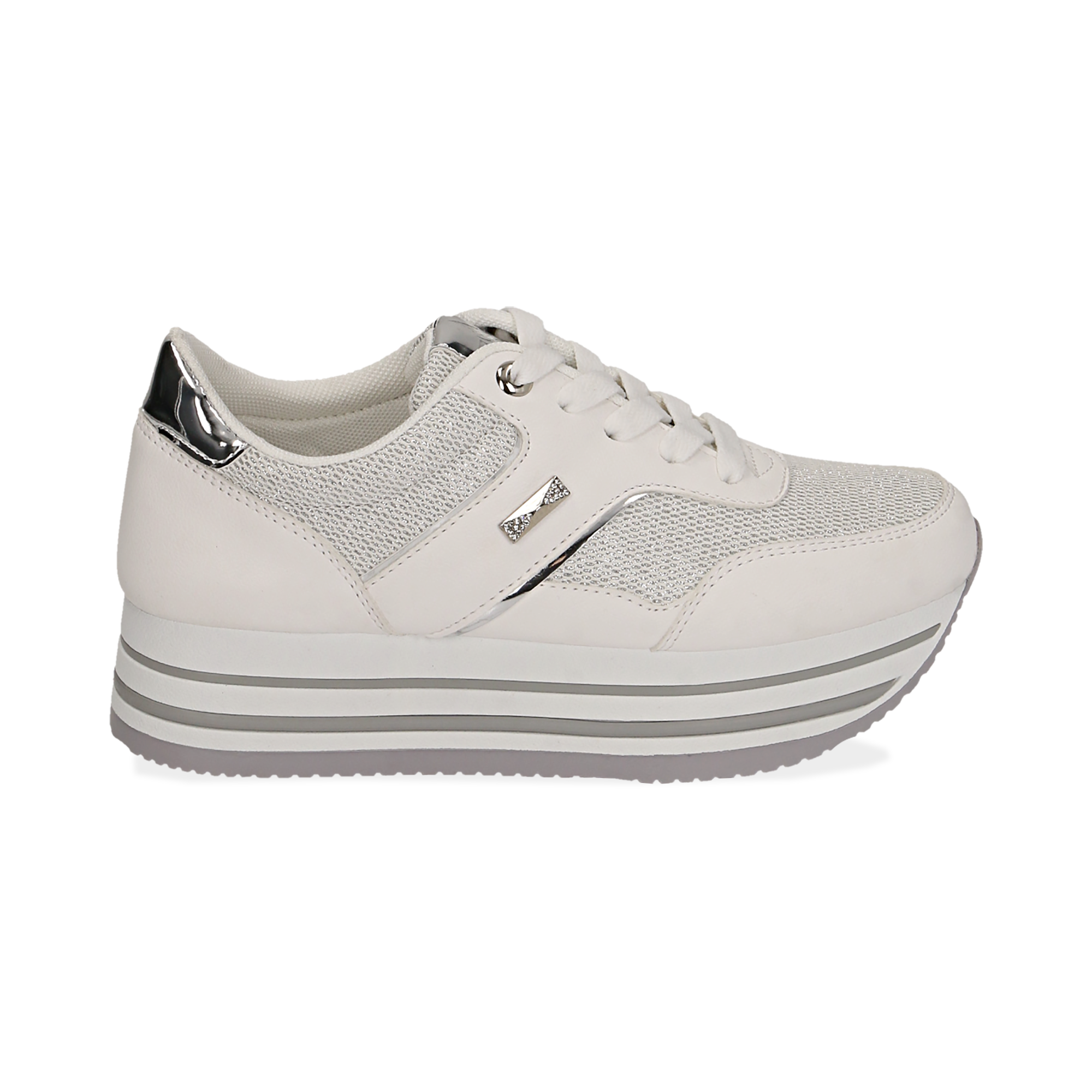 sneakers platform bianche pelle